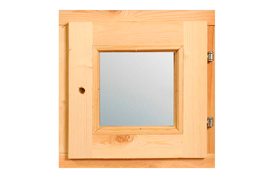 Деревянное окно для бани двойного остекления 360х360х70 мм