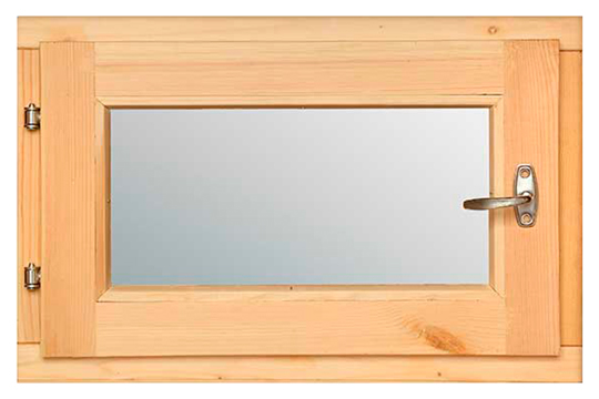 Деревянное окно для бани двойного остекления 360х560х70 мм
